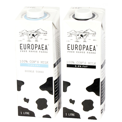 Europaea Free range farms ® brings you milk from Irish cows that graze on luscious green grass for 250 days a year. 