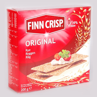 Finn Crisp Original 200gm breads, bursting with whole grains, are all natural, cholesterol free and high in fiber